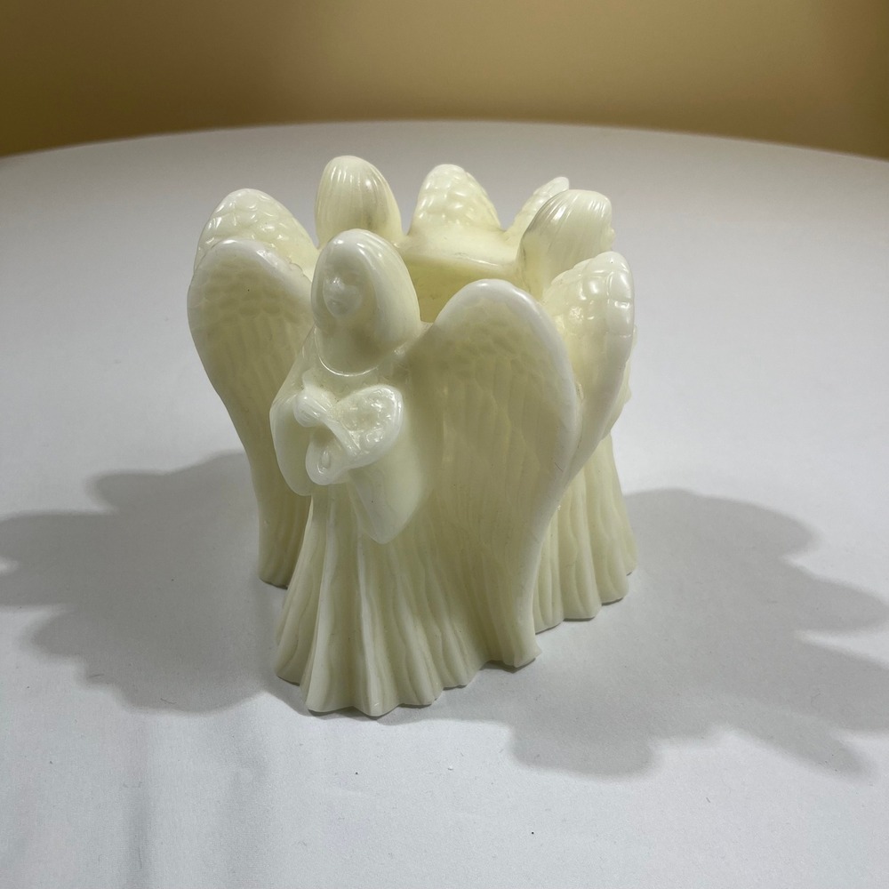 Peggy Francis Original Angel Candle Figurine Cream Wax 1986 Vintage 5in